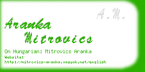 aranka mitrovics business card